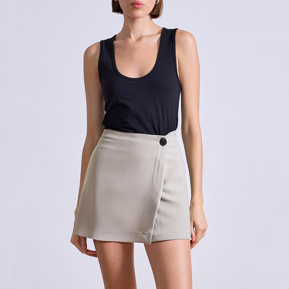 Button-decorated high waist casual ladies skirt