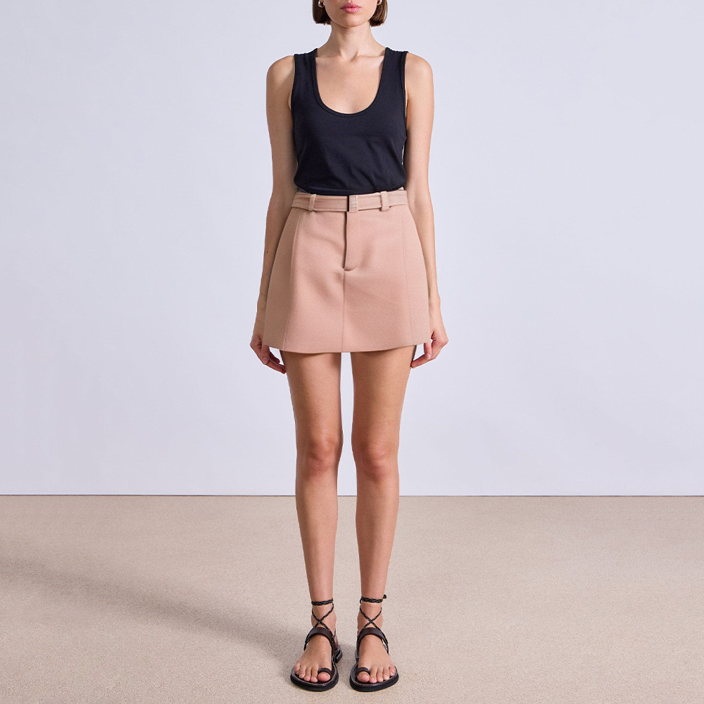 Fashion belt high waist casual ladies skirt