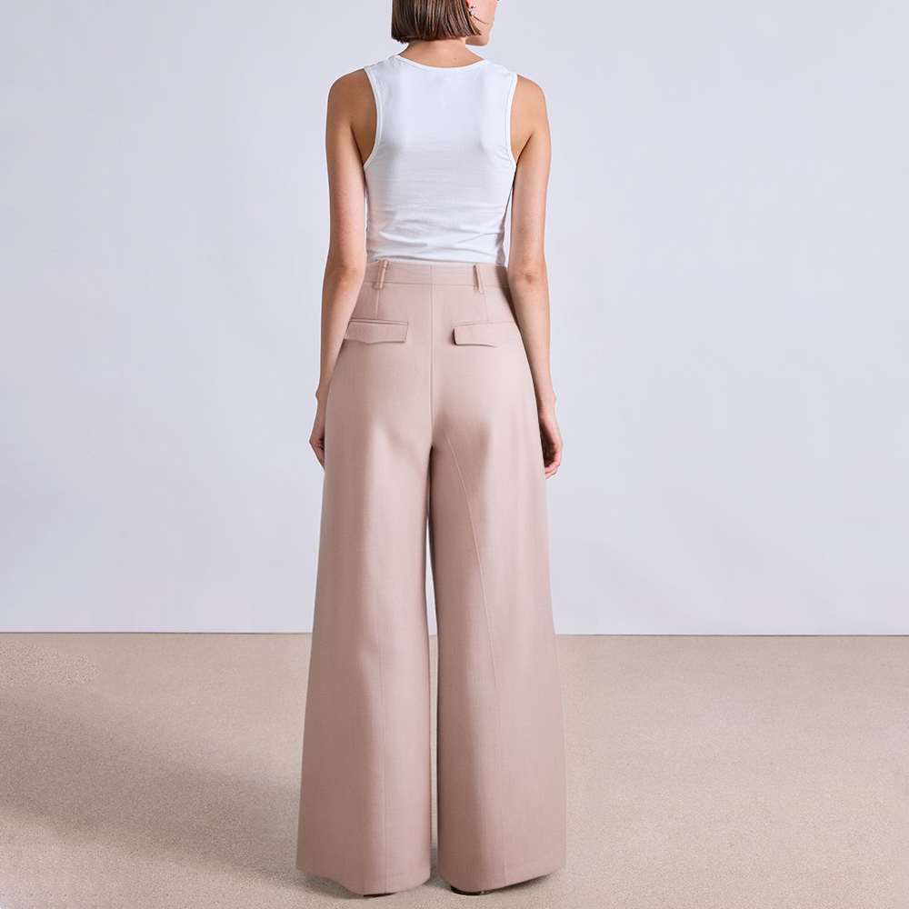 Pink breathable straight women's suit pants