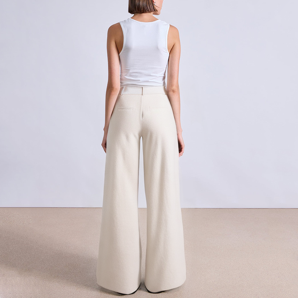 White side pocket wide leg women's suit pants