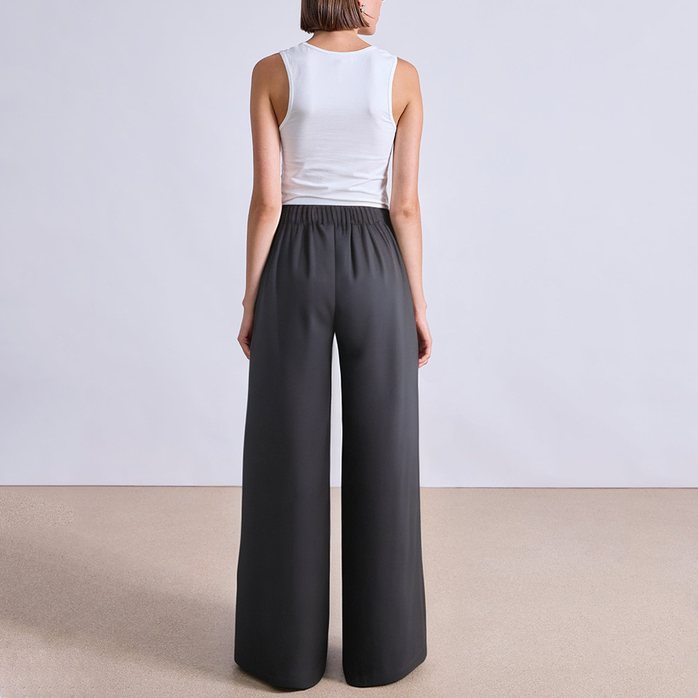 Straight high waist women's suit pants with belt