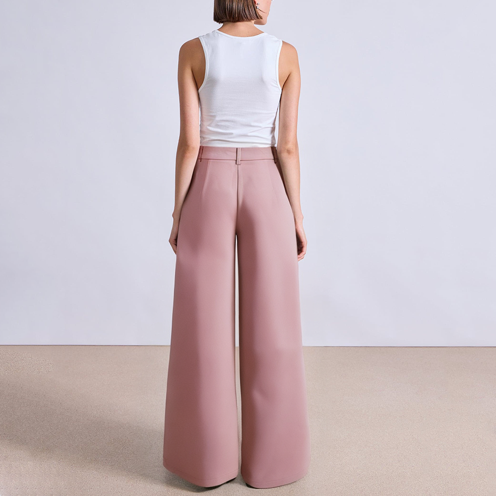 High quality pink straight women's suit pants