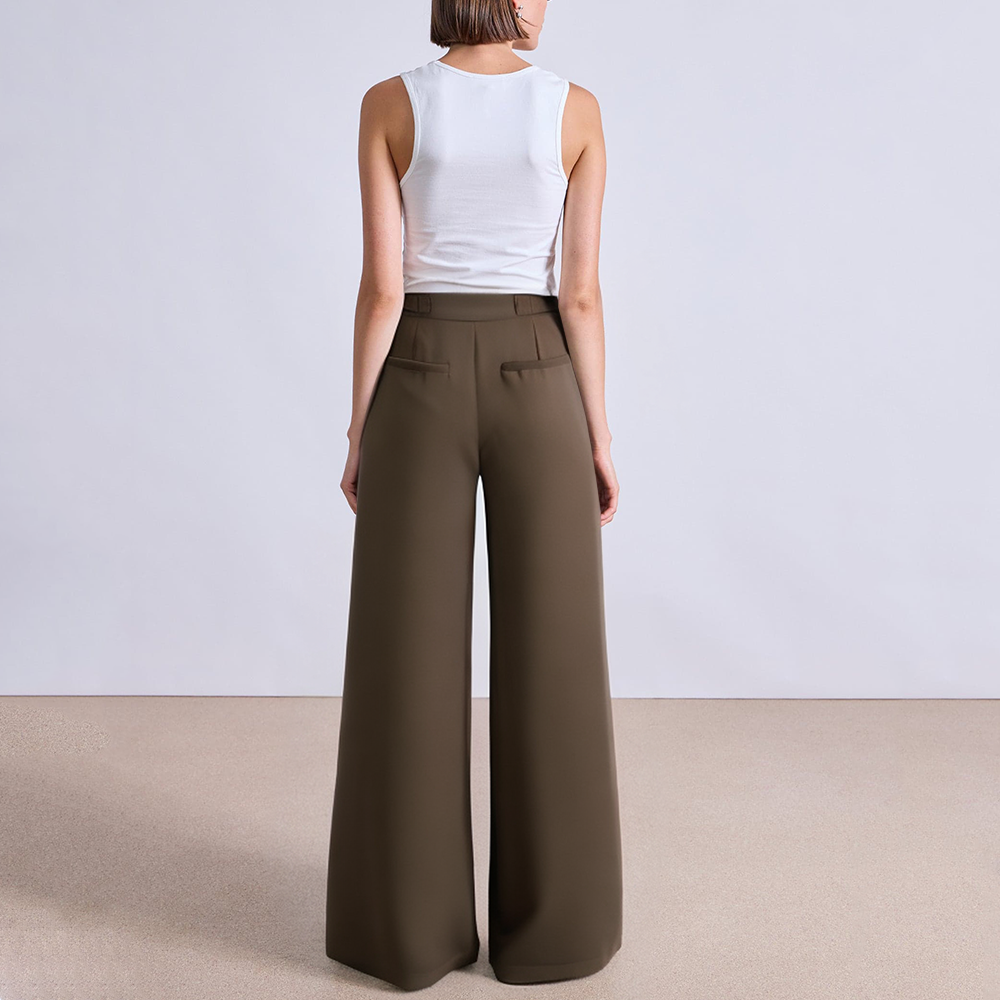 Green high waist wide leg women's suit pants