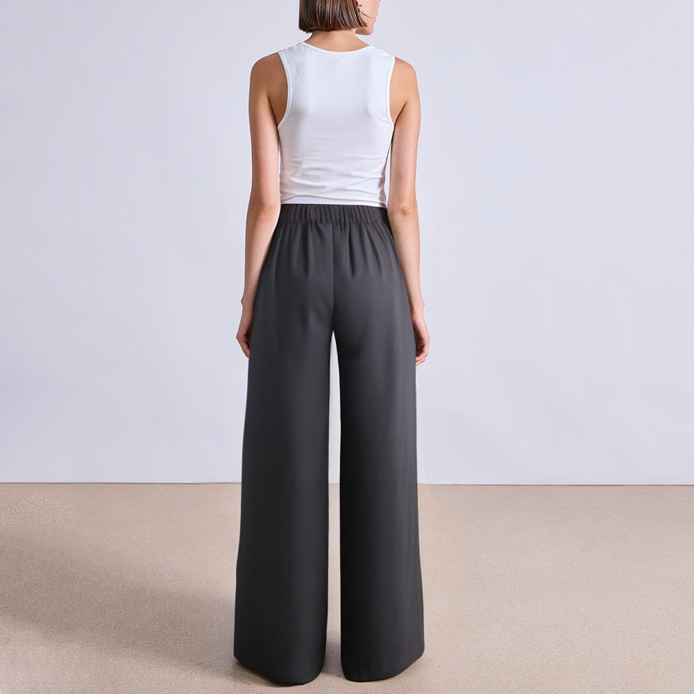 Elastic drawstring high waist women's suit pants