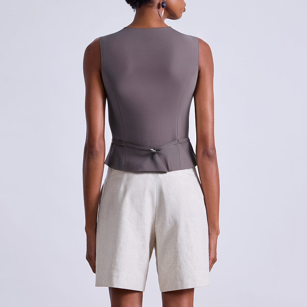 V-neck button closure sleeveless women's vest