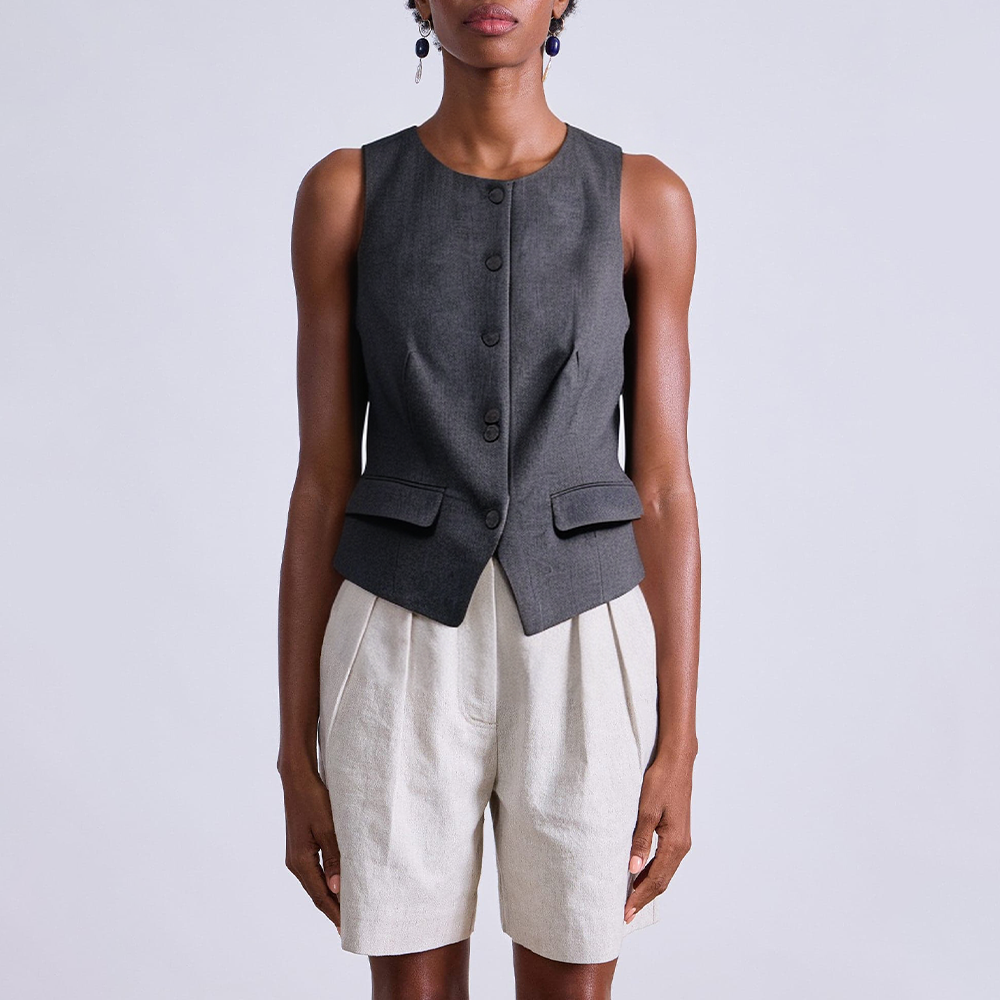 Versatile button sleeveless vest for women