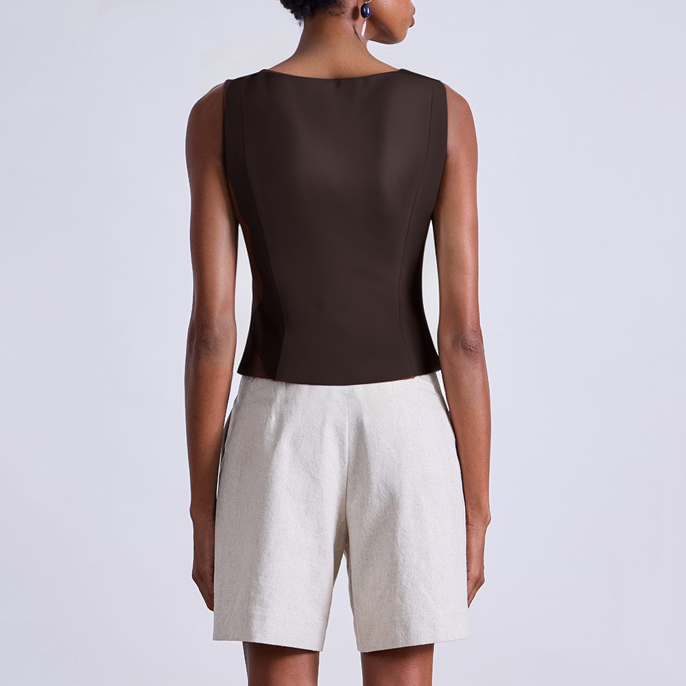 Brown lightweight sleeveless women's vest