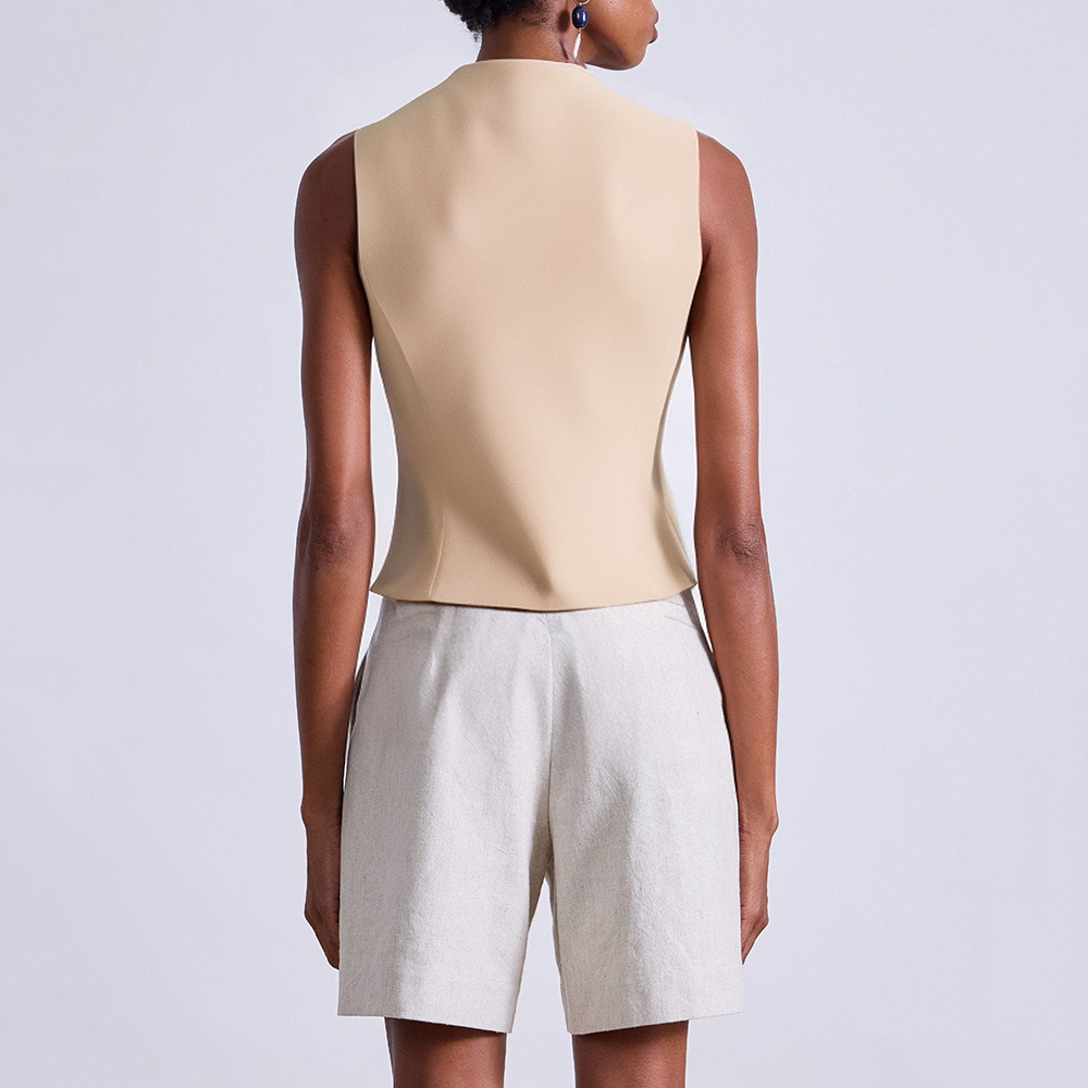 Retro V-neck sleeveless short women's vest