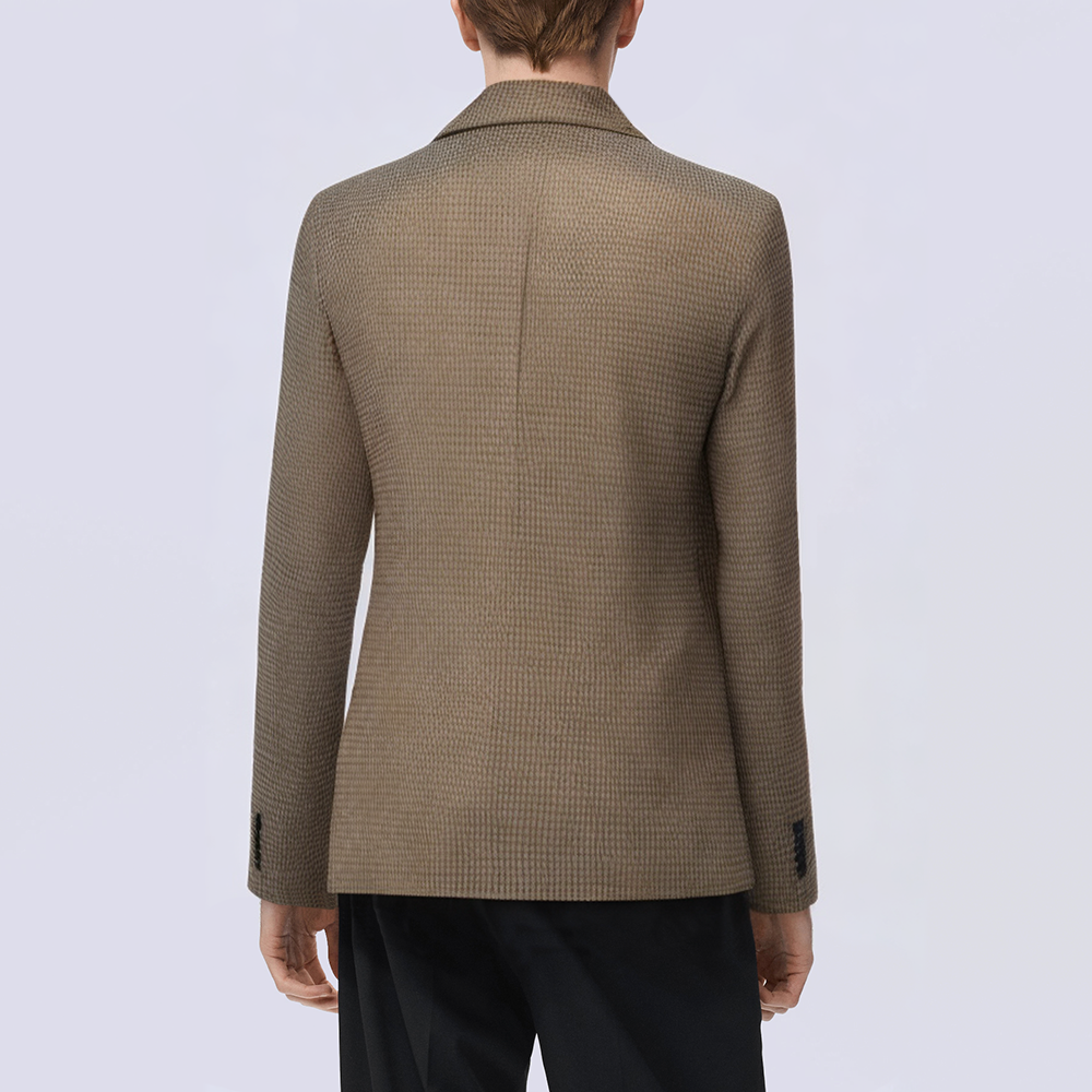 Brown houndstooth breathable men's suit jacket