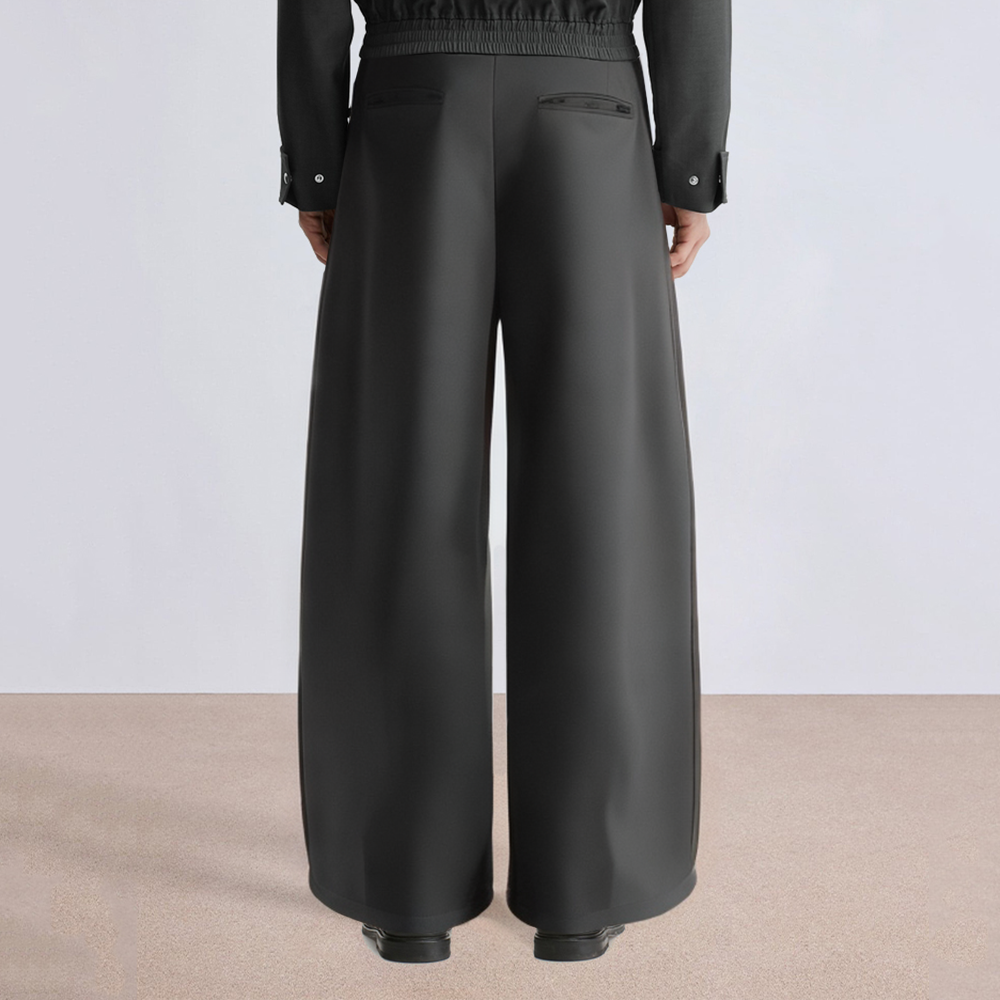 Casual wide-leg mid-rise men's suit pants