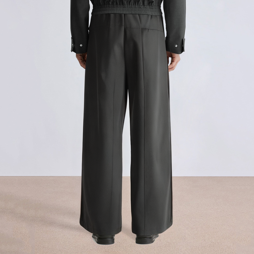 Pleated loose wide-leg men's suit pants