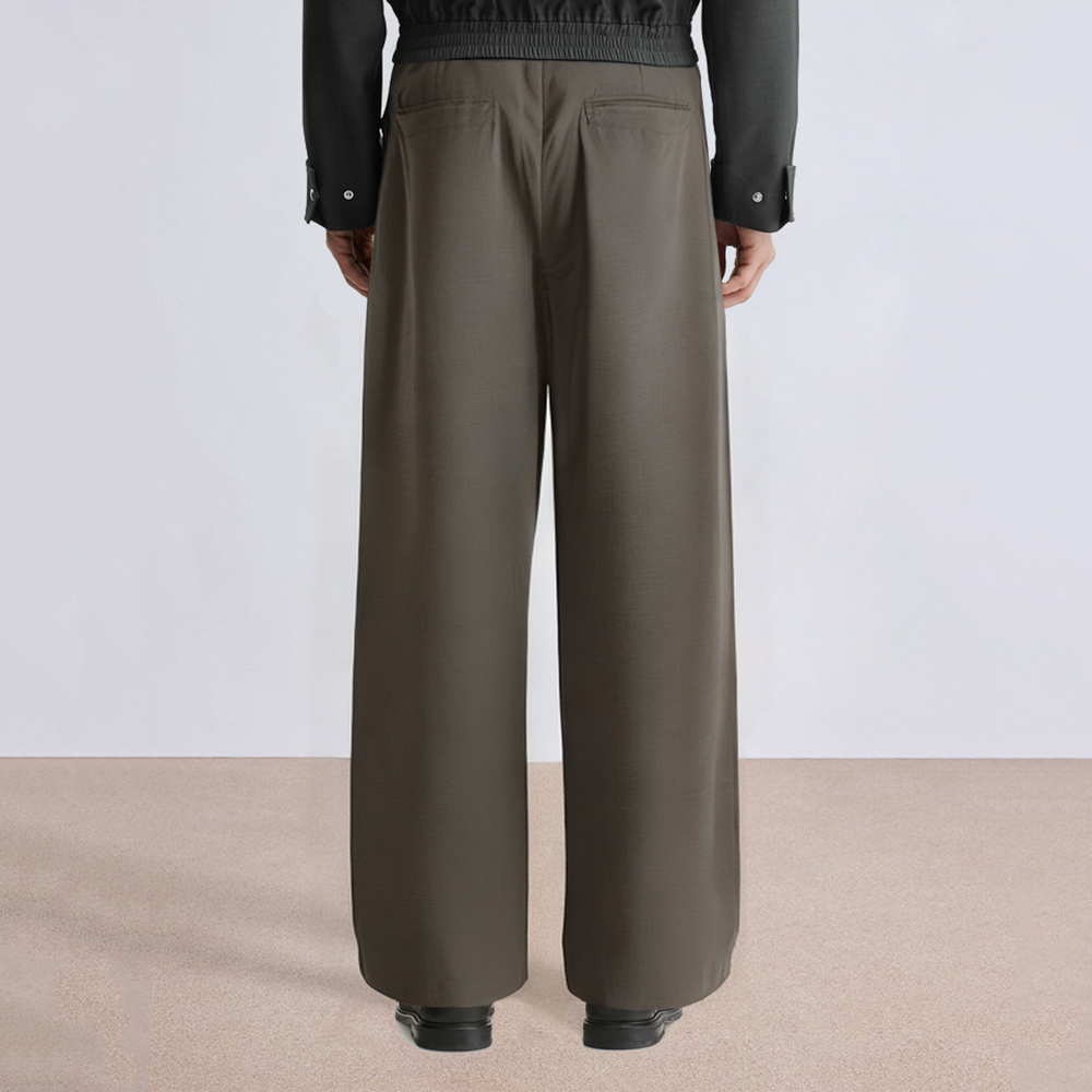 Casual loose wide leg men's suit pants with belt