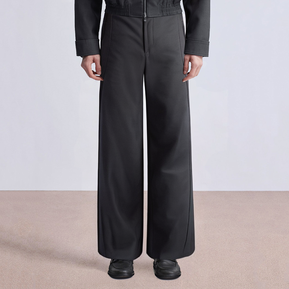 Black straight casual men's suit pants