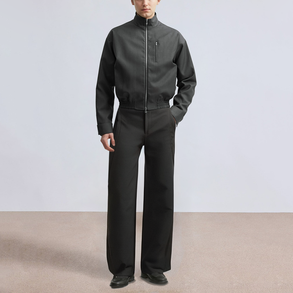 Black straight casual men's suit pants