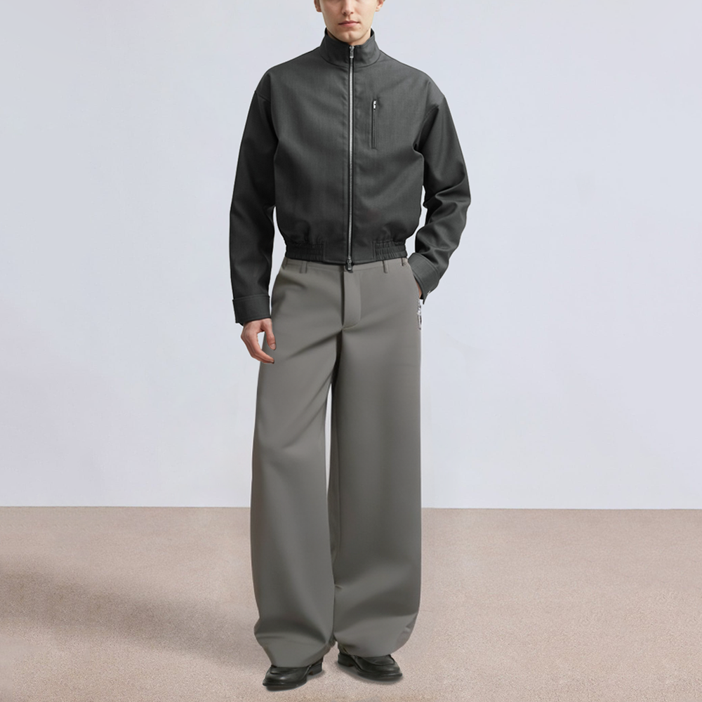 Grey oversized wide leg men's suit pants