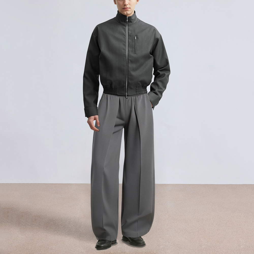 Premium drape straight-leg men's suit pants