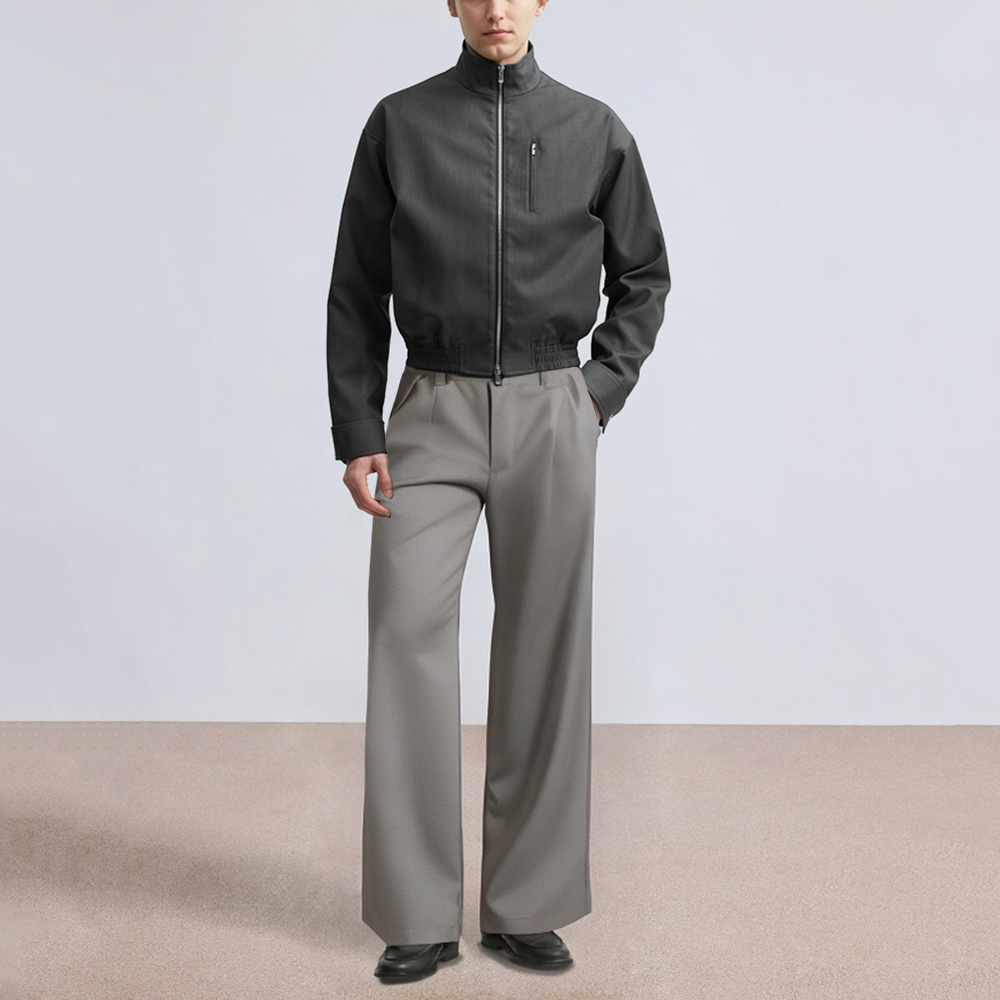 Four-way stretch pleated men's suit pants