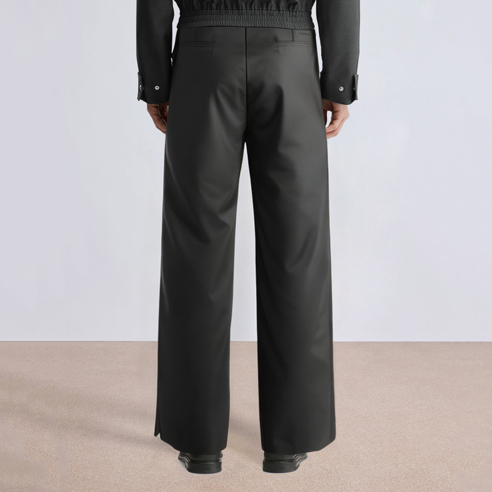 Black straight drape men's suit pants
