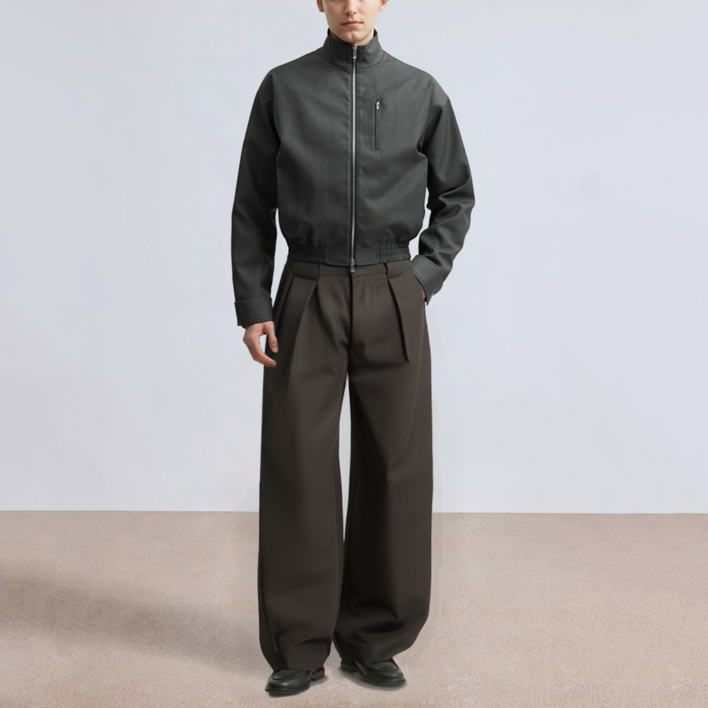 Brown oversized loose fit men's suit pants