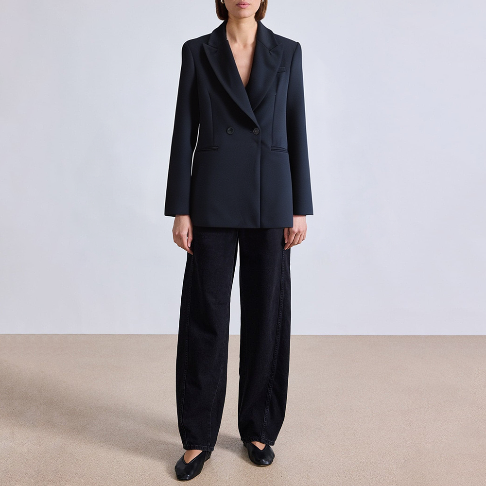 Chic textured double breasted women's blazer