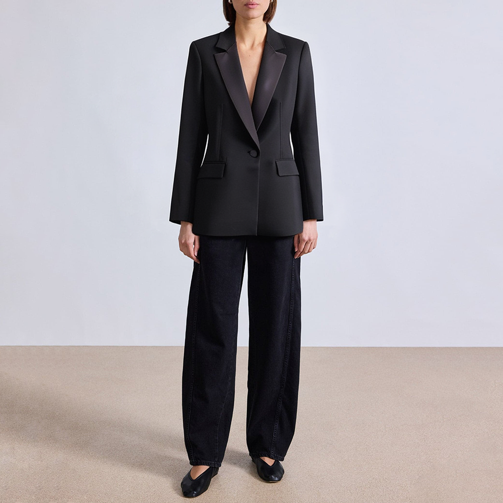 Single button slim fit long sleeve women's blazer