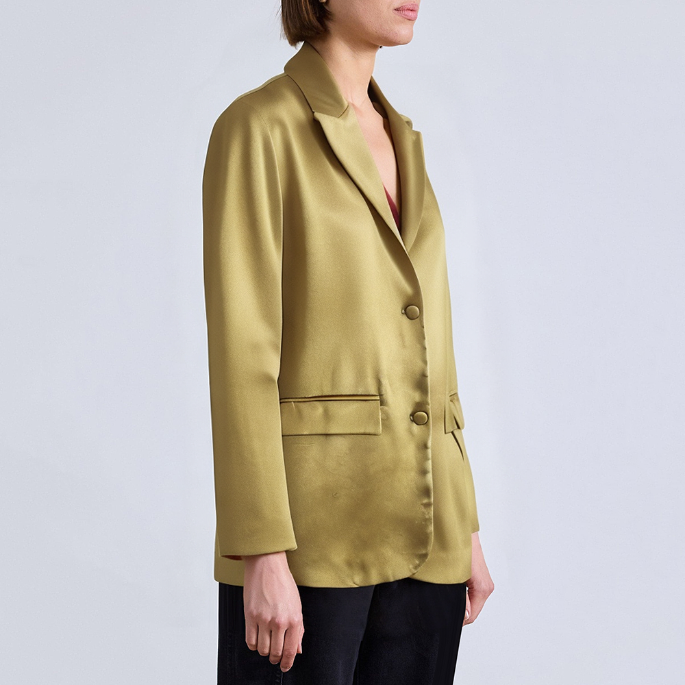 Gold flap pocket long sleeve women's blazer