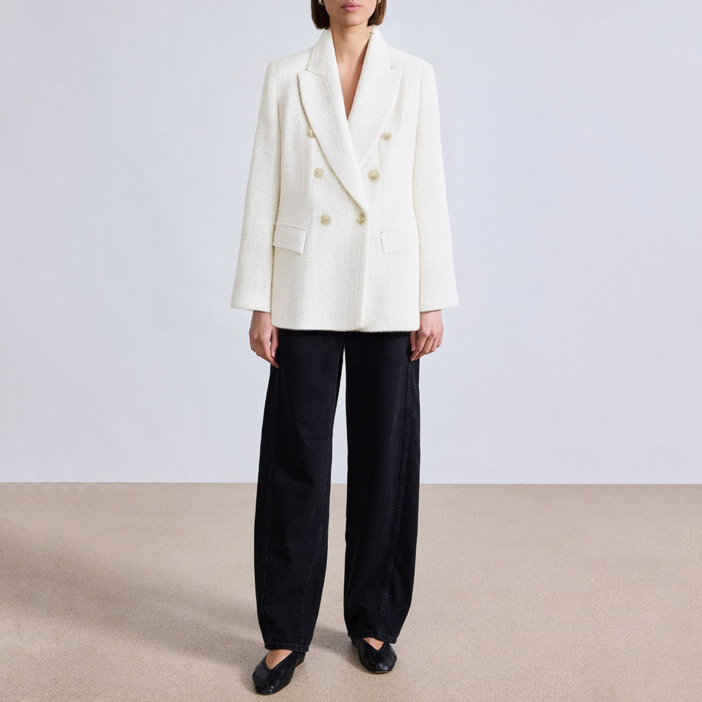 Elegant textured double breasted women's blazer