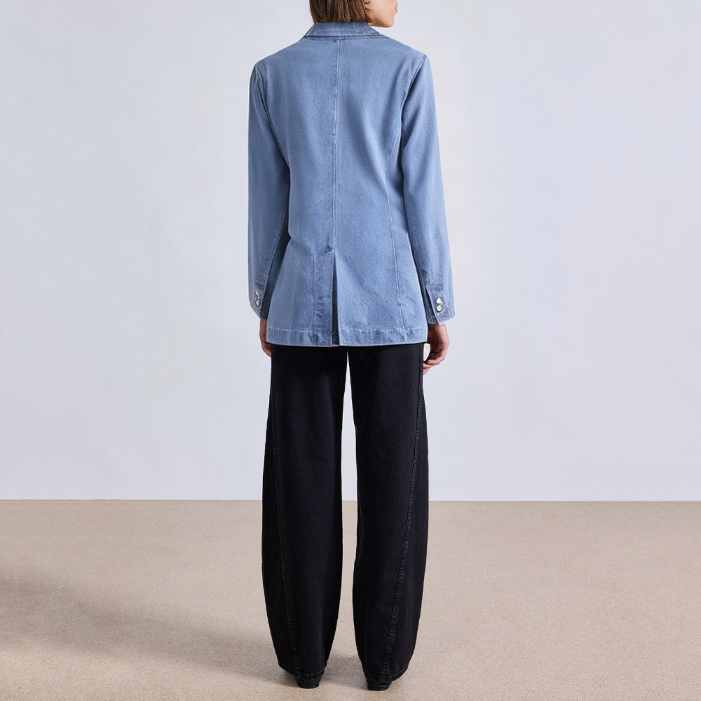 Blue loose denim suit jacket for women