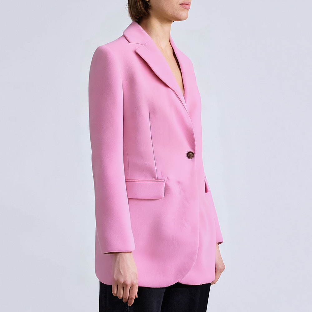 Pink single button loose women's suit jacket