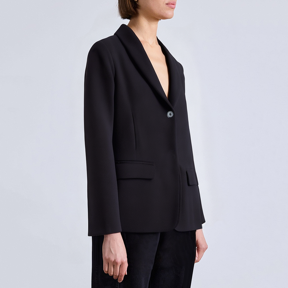 Black single button breathable women's suit jacket