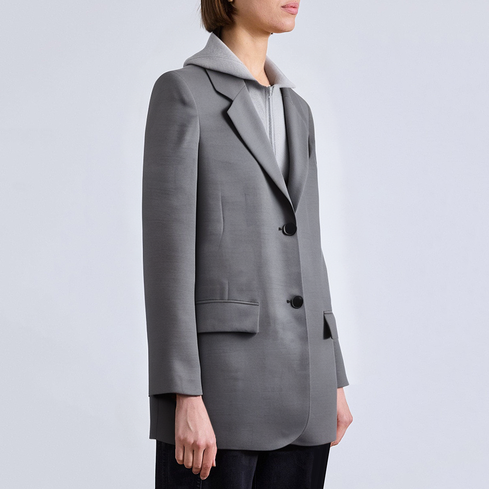 Loose hooded long sleeve ladies suit jacket