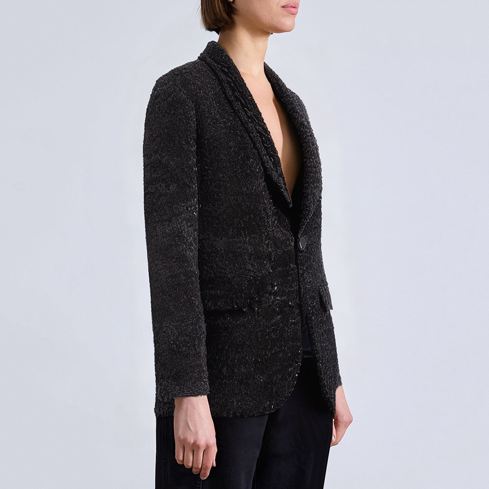 Black lapel sequined slim fit women's suit jacket