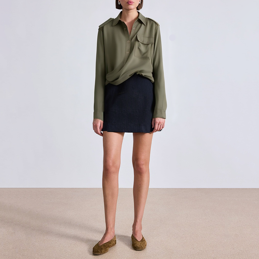 Green patch pocket cross ladies business formal suit