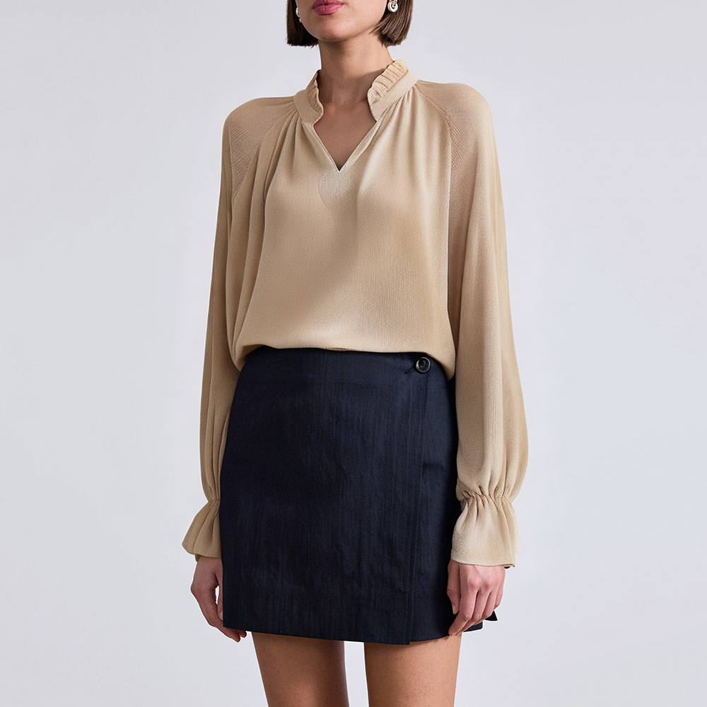 Ruffled V-neck velvet ladies' business formal suit