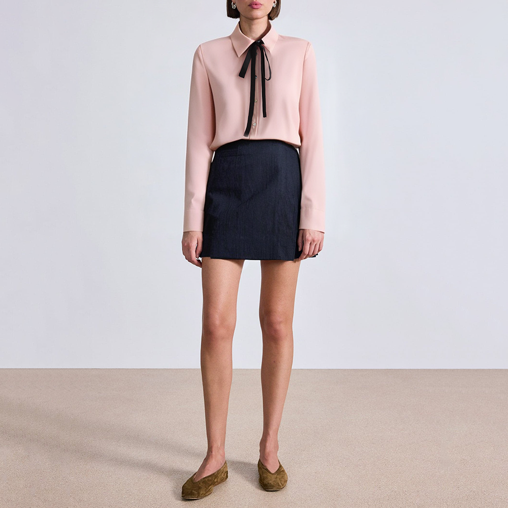 Pink bow satin women's business formal suit