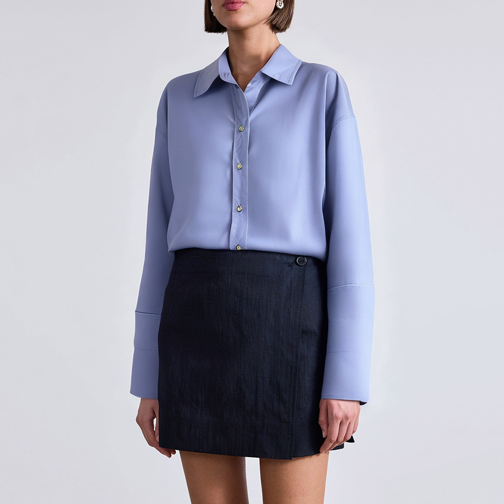 Blue lapel oversized ladies business formal suit