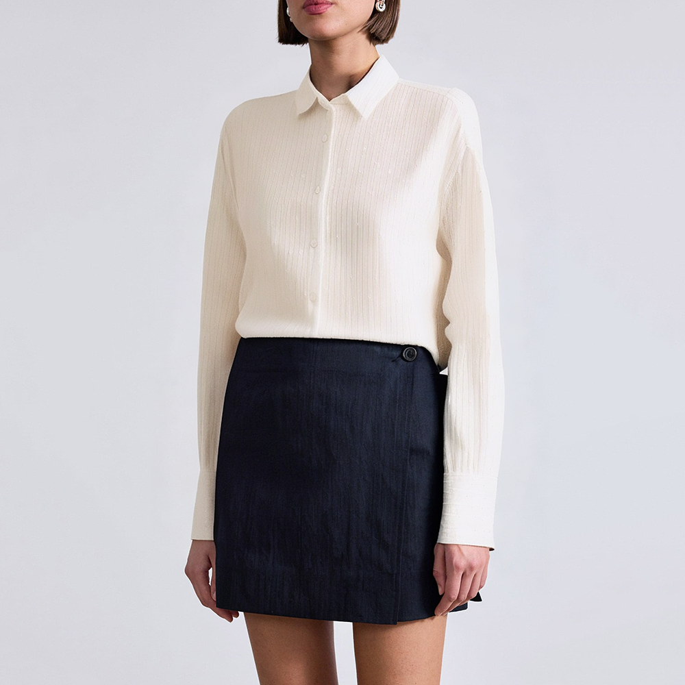 Beige textured striped ladies business formal suit