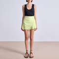 Green asymmetric multi-layered short skirt