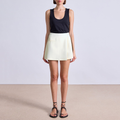 Asymmetric multi-layer wrap short skirt
