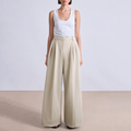 Casual pleated wide leg women's suit pants