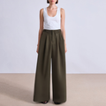Green high waist wide leg women's suit pants