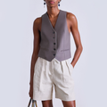 V-neck button closure sleeveless women's vest