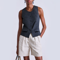 Versatile button sleeveless vest for women