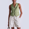 Fashion single breasted sleeveless women's vest