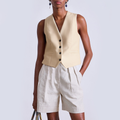 Retro V-neck sleeveless short women's vest