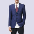 Classic blue slim fit business men's suit jacket