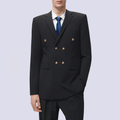 Navy blue double breasted slim fit men's blazer