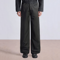Mid-rise straight-leg draped men's suit trousers