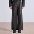 Brown loose wide-leg men's suit pants