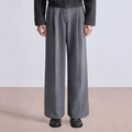 Grey pleated wide leg men's suit pants